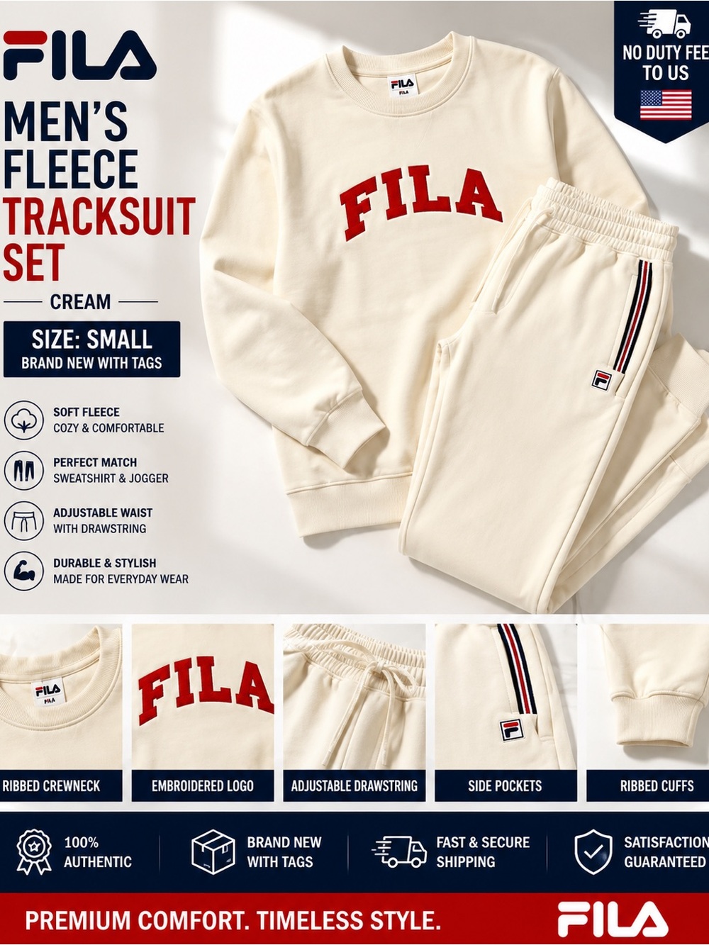 Fila  Cream tracksuit size small men
